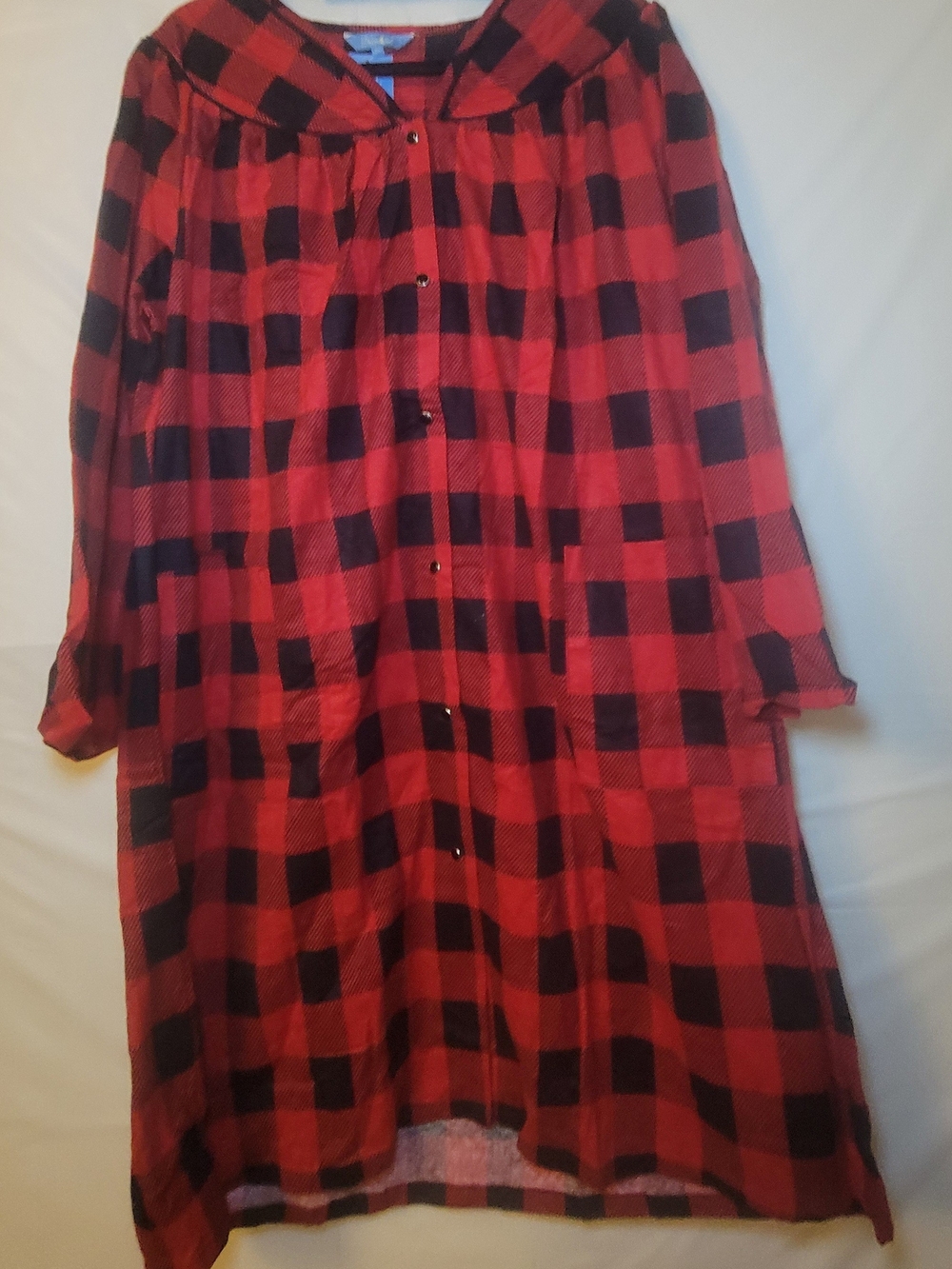 Cozy Red and Black Buffalo Plaid Button-Front Nightgown